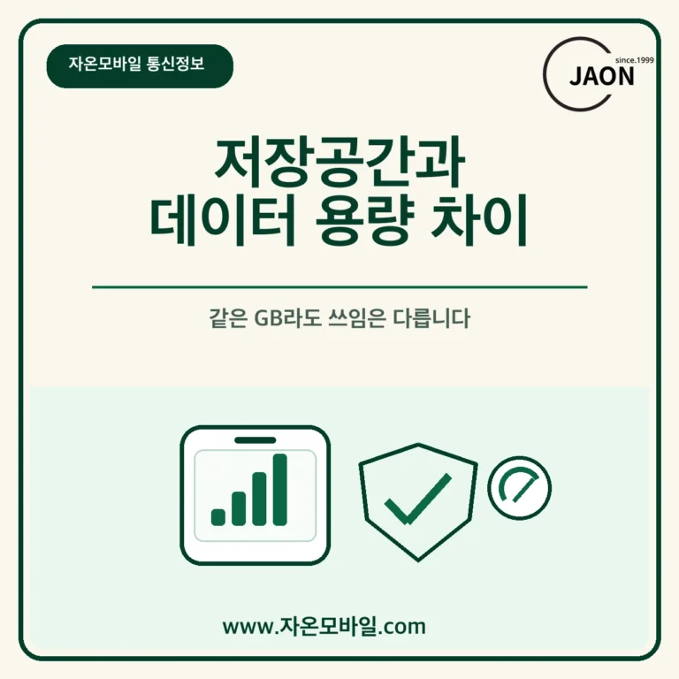 휴대폰 저장공간과 모바일 데이터 용량 차이 안내
